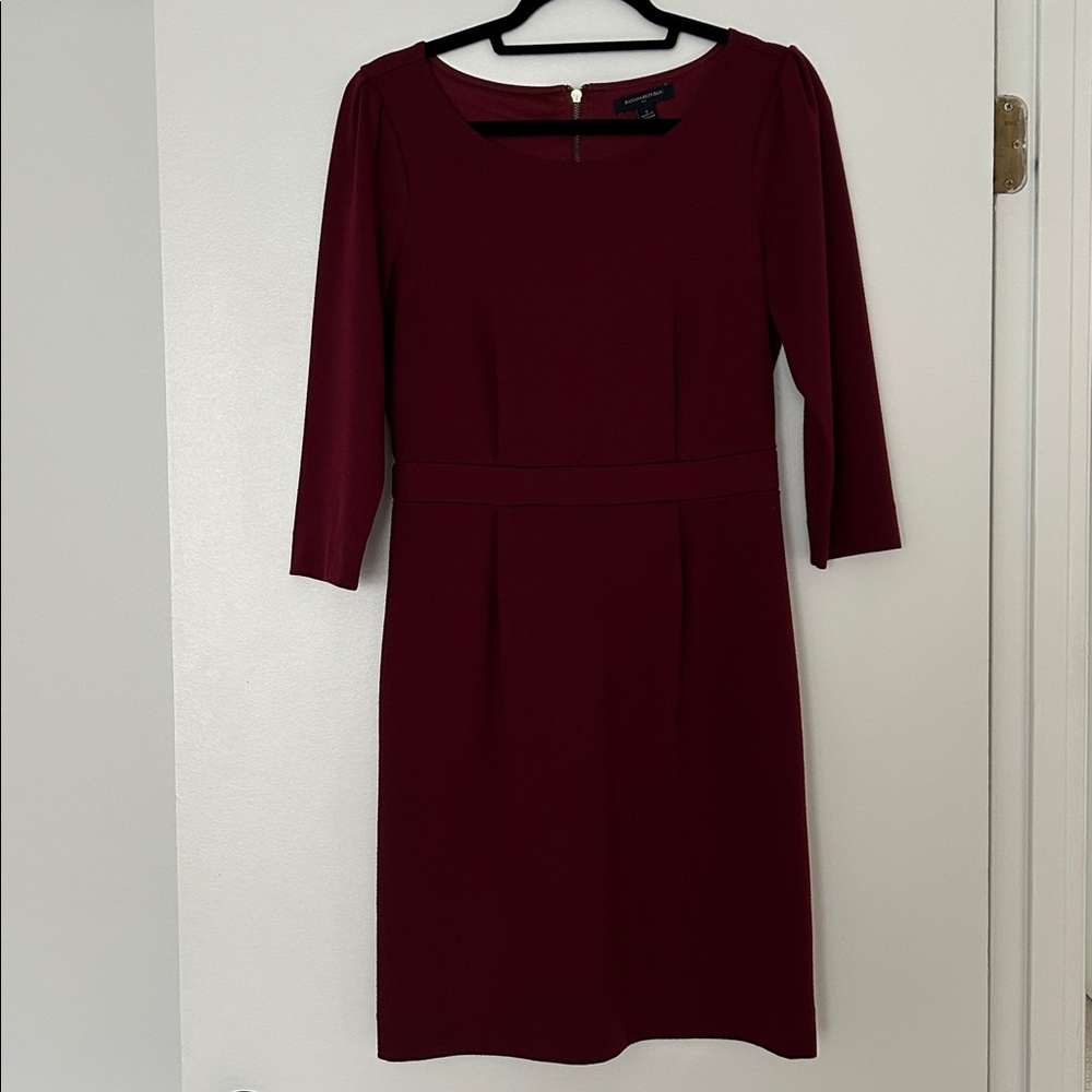 Banana Republic Deep Red Long Sleeve Dress